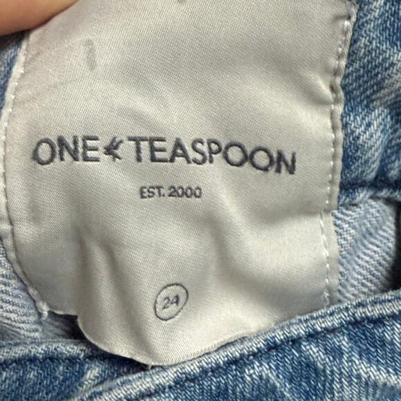 One Teaspoon Womens Smiths Low Waist Wide Leg Denim Jeans Slouchy Multi Pocket - Picture 11 of 14